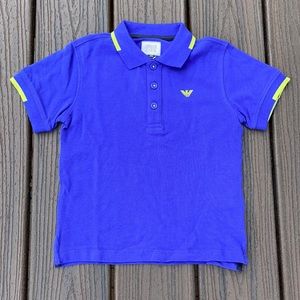 NWT Armani Junior Boy’s short sleeve Polo royal blue and lime green size 4